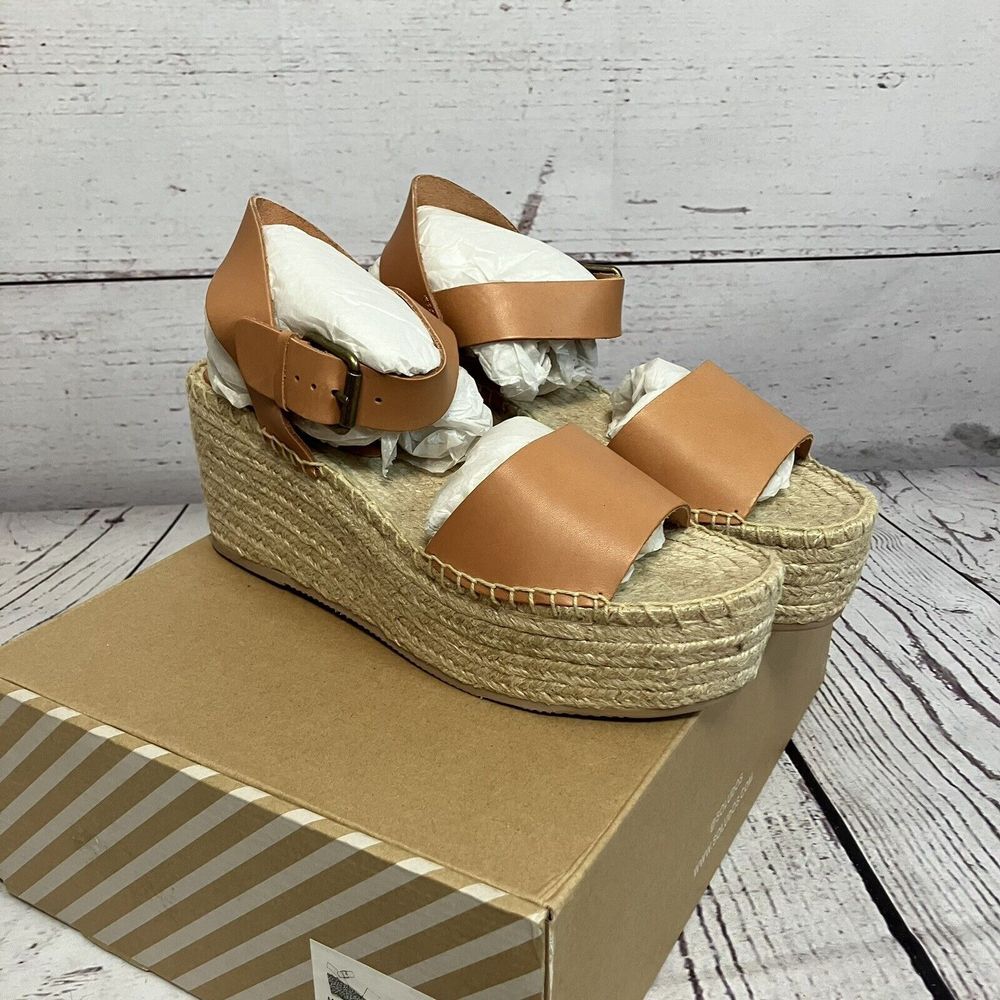 Soludos Sandals Womens 11 Nude Minorca High Platform Espadrille Leather Boho